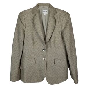 Vtg Armani Collezioni Womens Silk Blend Blazer Size 10 Textured Tan Two Button